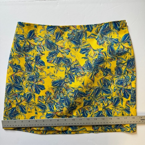 Club Monaco Mini Skirt Minirock Floral Botanical Yellow Lined Mod Bright Sz 2 - Picture 8 of 9